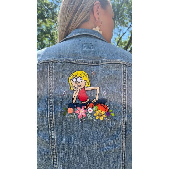 Hand Embroidered Lizzie McGuire Denim Jacket Size Small - Picture 5 of 9